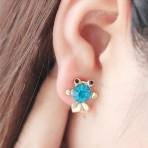 Blue Crystal Goldfish Stud Earrings